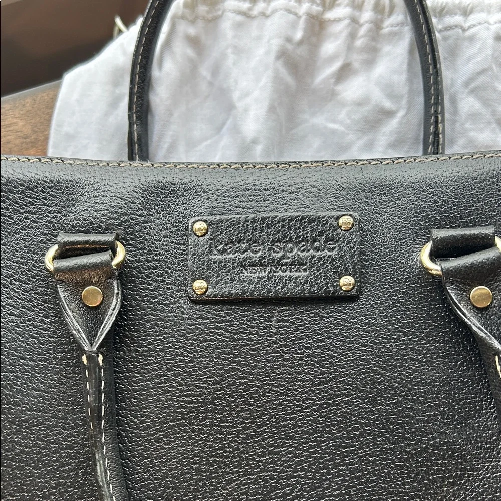 Kate Spade Black Tote Bag with gold Accents - Picture 2 of 10